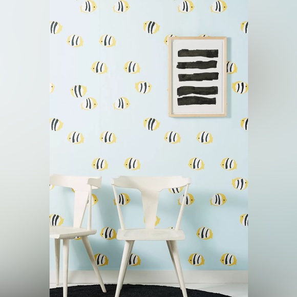 Anthro Wallshoppe Rosa Fish Sky Wallpaper Self Adhesive Anthropologie Peel Stick - Picture 1 of 6